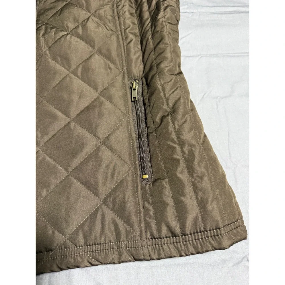 Relativity Quilted Vest Womens Large Brown Good Full Zip Sleeveless Outerwear